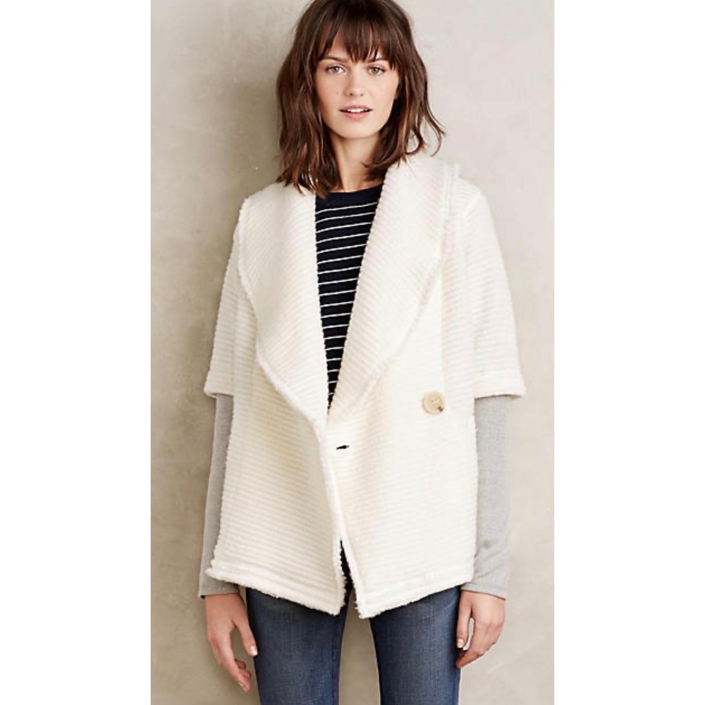 Dolan Left Coast Collection Cream Wool Blend‎ Layered Knit Cardigan Small